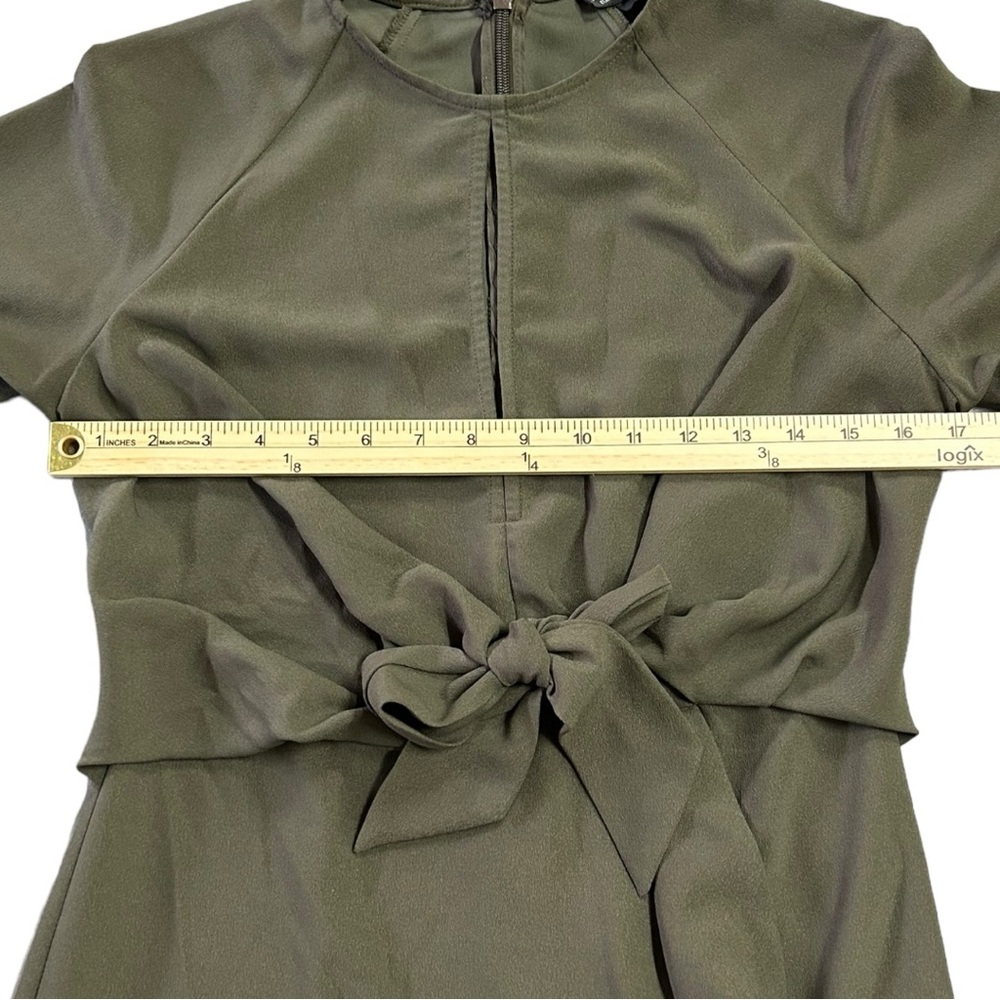 Topshop Women’s Olive Green Front Knot Mini Dress Sz 4 - Picture 4 of 7